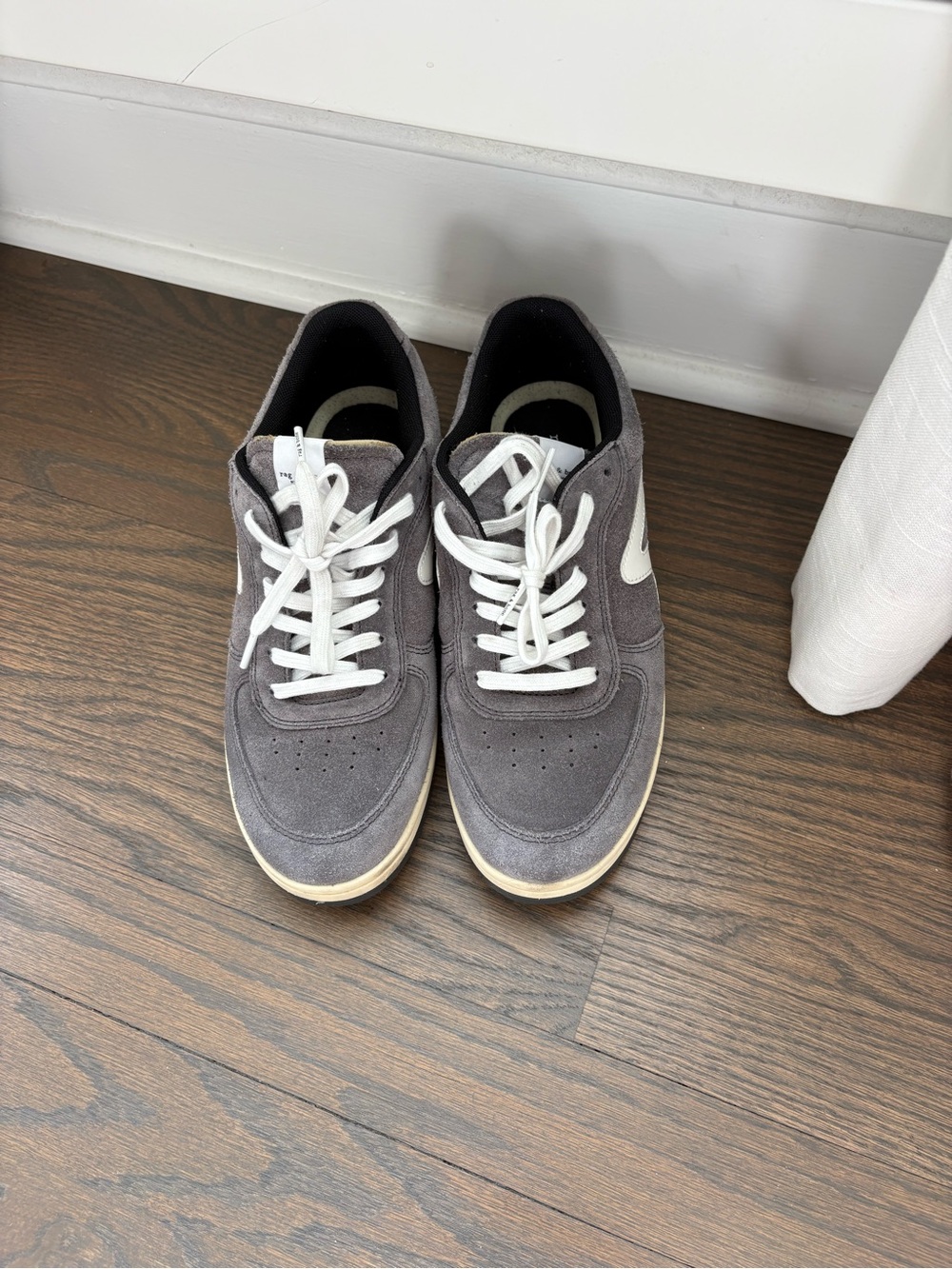rag & bone Gray Suede Low-Top Sneakers with White Accents